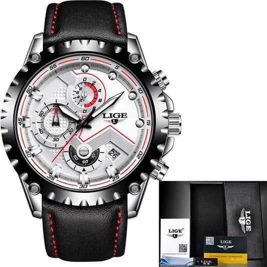 Business Elegant Men's Watch With Chronometers Day View Fluorescent Hands Excellent Look Unique Design Perfect Gift For Your Man