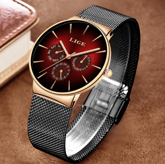 Men's Elegant Watch With Stainless Steel Straps And Chronometers For Day And Date Display Unique Design Perfect Gift For Man And Women