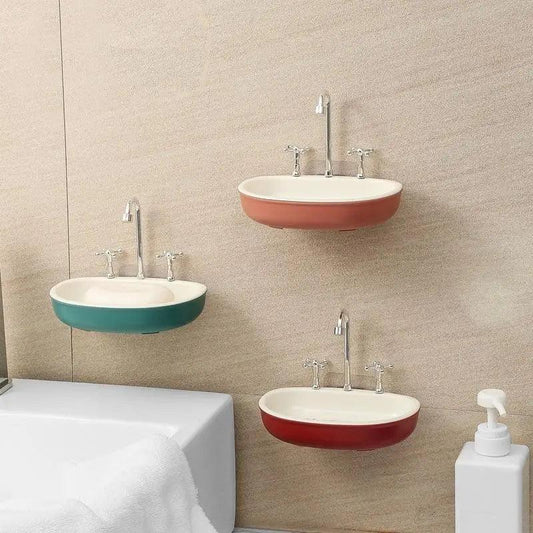 1Pcs Faucet Shape Draining Soap Dish Portable Bathroom Products Double Layer 3Colors Eco-friendly Soap Box Draining Soap Dish Sponge Holder Soap Container with Waterfall Spout for Bathroom Shower Kitchen Sink