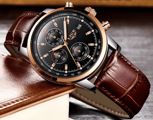 Men's Waterproof Watch With Chronometers Date Display And Fluorescent Pointers Excellent Look Perfect Gift