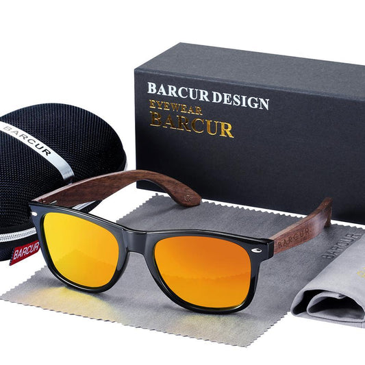 High Quality Bamboo Handmade Walnut Sunglasses For Men and Women with Anti-Reflect Mirror Sunglasses With UV400 Protection