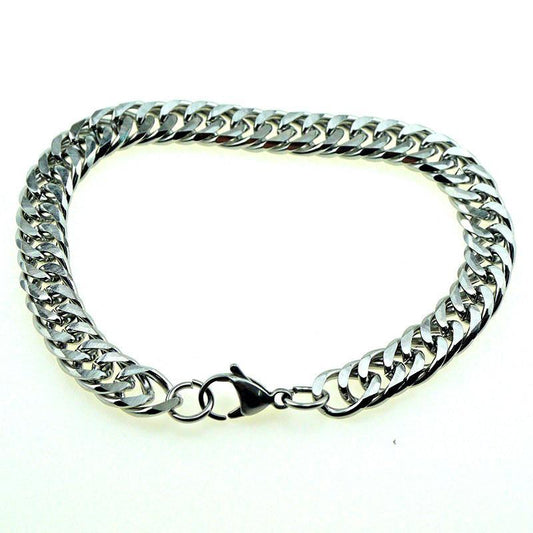 Luxury Miami Stainless Steel Chain Bracelets For Men Flat Curb Bracelet Hip Hop Rock Sports Jewelry Style