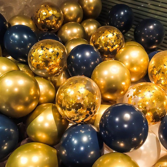 50/15pcs 10inch Gold Silver Black Metal Latex Confetti Balloons For Wedding Decorations Birthday Party Decorations Bridal Showers Baby Showers