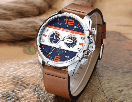 Men's Waterproof Retro Style Watch With Excellent Background, Chronometers Large Numbers Perfect Gift