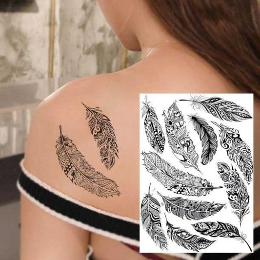 53 Sheets Black Lace Temporary Tattoos Sticker Butterfly Flower Fake Tatoo Sticker Sexy Black Henna Temporary Tattoos For Women