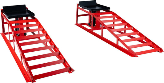 5 Ton (11000 lbs) Capacity Hydraulic Low Profile Car Ramps with Pin Lock, 10.6 to 14.7 Inch Lift Range, for Auto & Home Garage Maintenance, Oil Changes