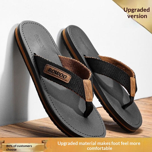 Comfortable Casual Summer Flip- Flops Men Beach Slippers Sandals Simple Luxury Design Indoor Non-Slip Black Flip Flops