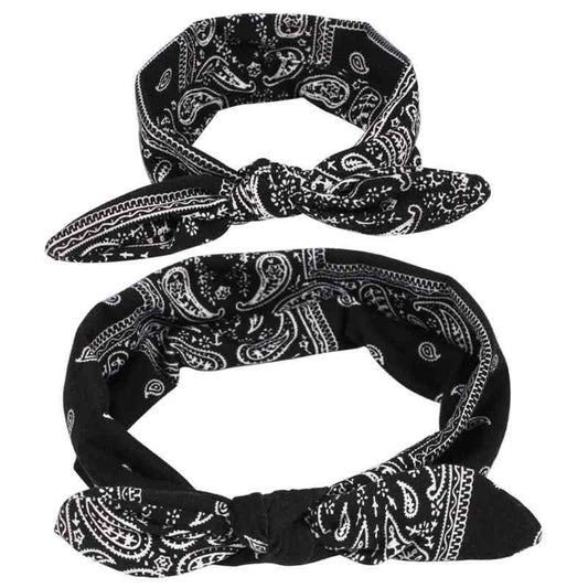 Luxury Modern Bow For Mother and Baby Headband Turban Rabbit Ears Elastic Hair Bands Retro Print Parent-Child Hair Accessories