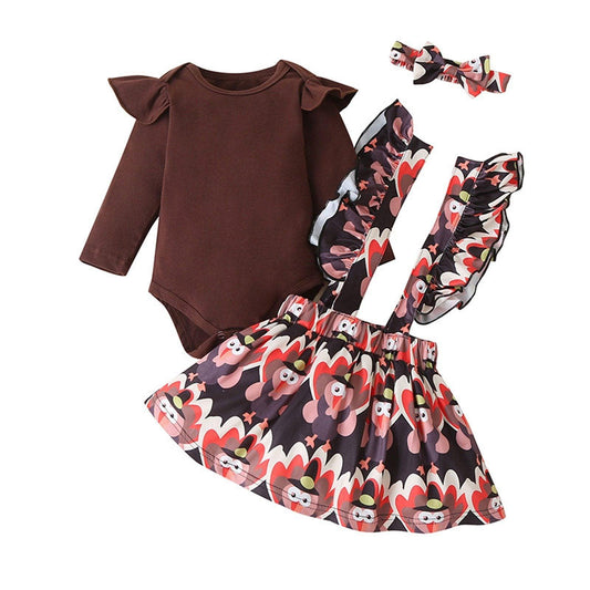 Newborn Baby Romper Suspender Dress Set Winter Girls Outfits Unique Design Perfect Gift