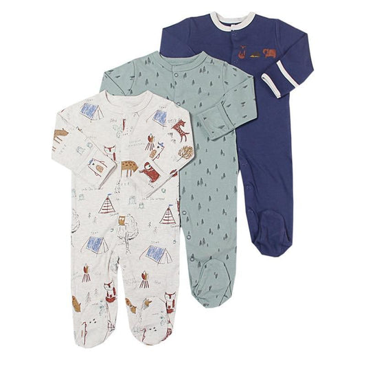 3Pcs Baby unisex Rompers Long Sleeve Sleep suit Cartoon Jumpsuit Baby Pajamas Stes For Kids Between 0-12Months