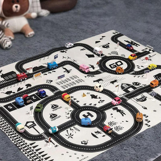 Baby Playing Mat Kids Boys Crawling Carpet Cute Cartoon Traffic Park Map Mat Toys for Children In Modern New City Design
