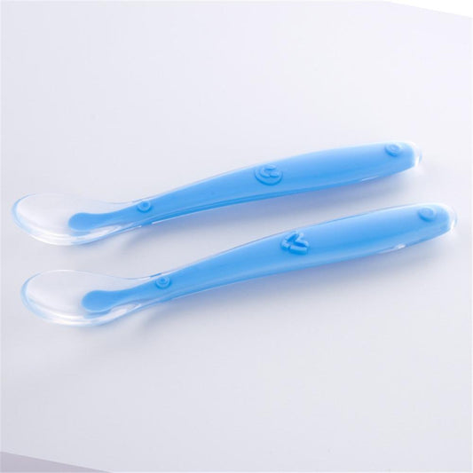 New Candy Color Baby Soft Silicone Spoons Feeding Dishes Tableware Flatware Children Food Feeding Tools