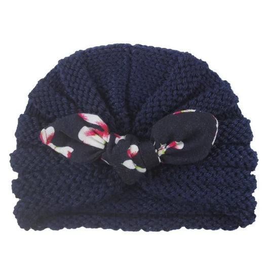New Handmade Cotton Girl Hat Autumn Winter Baby Boy Girl Hat Colorful Bow Elastic Cute Baby Turban In Elegant Design
