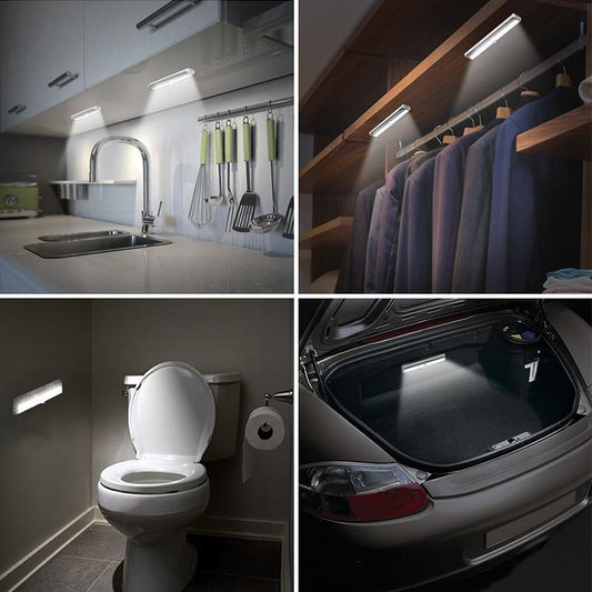 STEVVEX 6/10 LEDs PIR with Motion Sensor Light for Cupboard, Wardrobe, Bed Lamp LED Under Cabinet Night Light For Closet Stairs Kitchen and multifunctional
