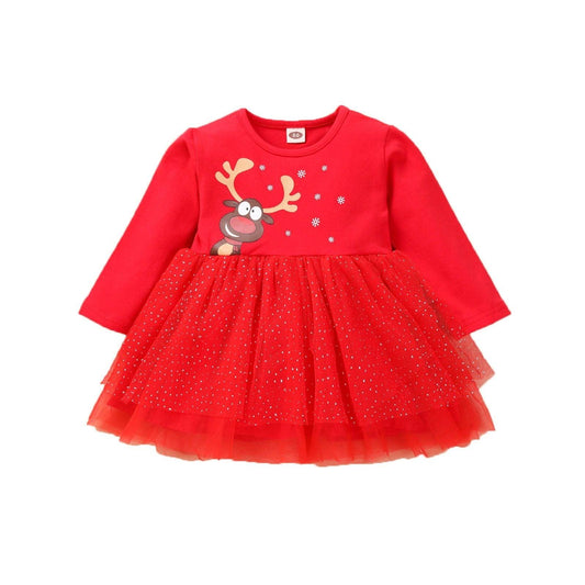 New Princess Baby Kids Girls Christmas Solid Deer Tutu Skirt Dress Unique Design Perfect Gift