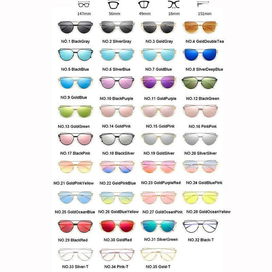 NEW Stevvex Designer Cat eye Sunglasses For Women and Ladies in Vintage Metal Reflective Glasse Mirror Retro Oculos De Sol Gafas Style With UV 400 Protection