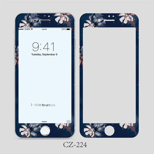 3D Curved Edge Tempered Glass for iPhone 6 6s 7 8 Plus Fashion Flowers Pattern Screen Protector Protective Film Tempered Glass Screen Protector Designed for iPhone