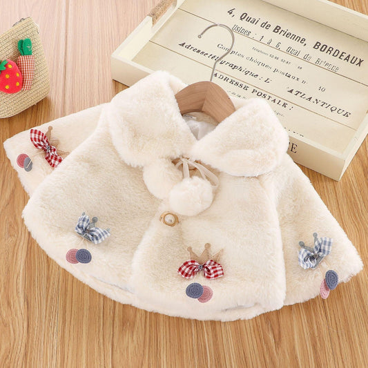 New Luxury Baby Warm Cute Princess Fur Cloak Jacket For Baby Girls In Elegant Winter Design