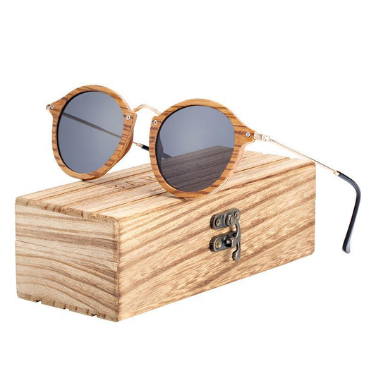 New Luxury Zebra Wood Sunglasses Handmade Round Sunglasses Polarized Eyewear For Men and Women With UV400 Protection