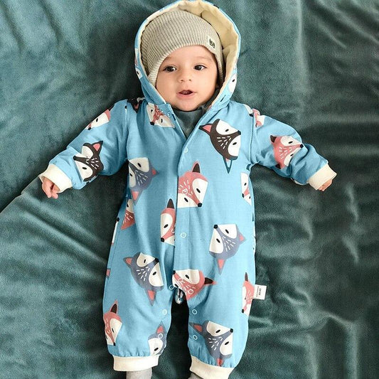 Winter Baby Cartoon Fox Baby Long Sleeve Romper Cute Clothes Onesie for New Born Baby Boy / girl Romper Jumpsuit For Winter Season
