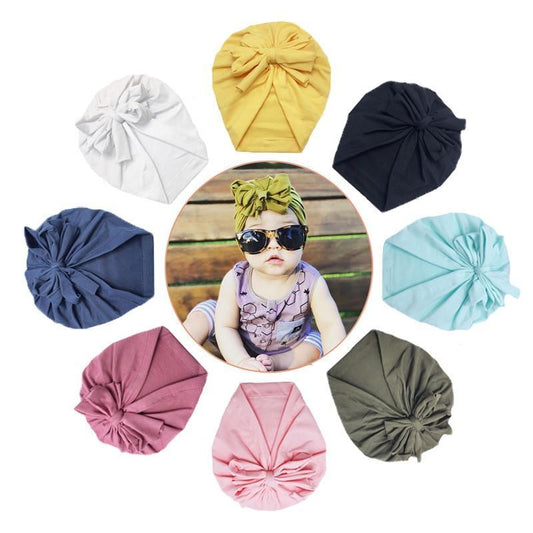 Luxury Modern Baby Headband Hat Bowknot Print Cotton Stretchy Turban Headband Infant Head Wrap Beanie Hat For Babies and Kids