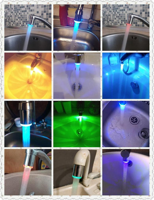 STEVVEX Home LED Water Faucet Creative LED Light Shower Head Water Romantic 7 Color Change Home Bathroom Glow Lamps