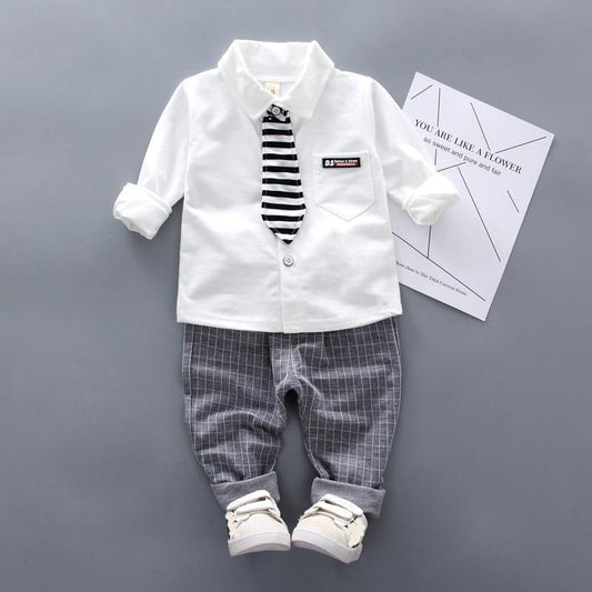 Newborn Baby Boys Clothes Formal Party Clothing Sets Tie Shirt and Pants Outfits Set 0-4 Year For Boys In Modern Style