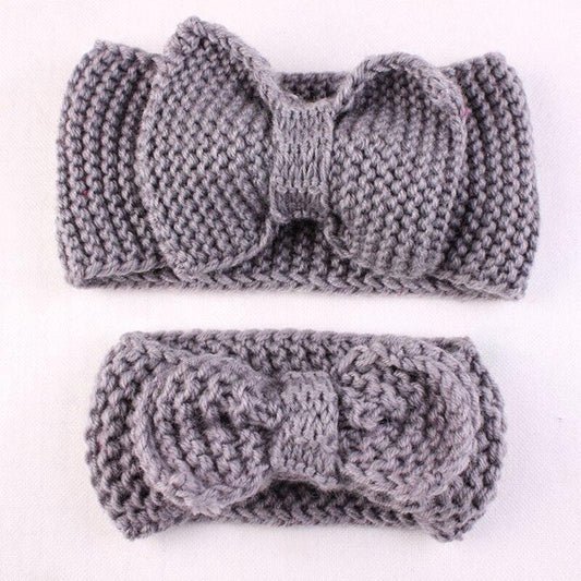 Handamde Mom and Daughter Elasticity Headband Solid Knitted Bowknot Hairband Hair Accessories For Mom and Baby