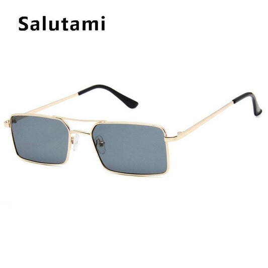 Luxury Famous Retro Modern Square Unisex Men and Women‘s Sunglasses With Alloy Metal Small Frame With Clear Double Bridge Men's Sunglasses