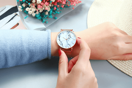Fashion Rose Gold Mesh Band Creative Marble Female Wrist Watch Luxury Women Quartz Watches Gifts For Women and Girls