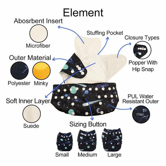 Baby One Size Fits All Reusable Baby Cloth Diaper with Microfiber Insert Diaper For Baby Boys and Baby Girls In Modern New Printed Design