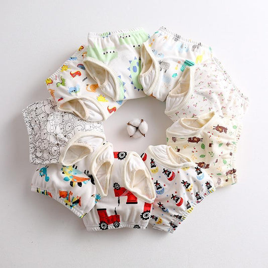 8-layer Pants Baby Diapers Reusable Training Pants Washable Cloth Diapers Waterproof Pants Nappies With Leak-proof Side