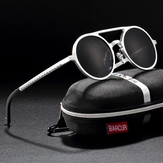 Luxury Vintage Aluminum Magnesium Sunglasses For Men and Woman Polarized Sunglasses Round Steampunk Shades Brand Designer Style With UV400 Protection