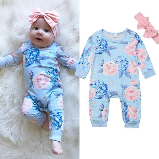 New Fashion Newborn Romper Floral Jumpsuit Baby Playsuit Girl Outfit Clothes Set For Girls