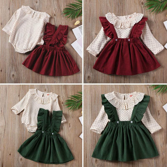 Toddler Baby Girl Dotted Romper Tops Strap Dress Cotton Clothes Skirt Cover Up