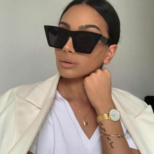 Famous Square Lady Polarized Cat Eyes Colorful Sunglasses Retro Vintage Trend Oversized sunglasses With UV400 Protection