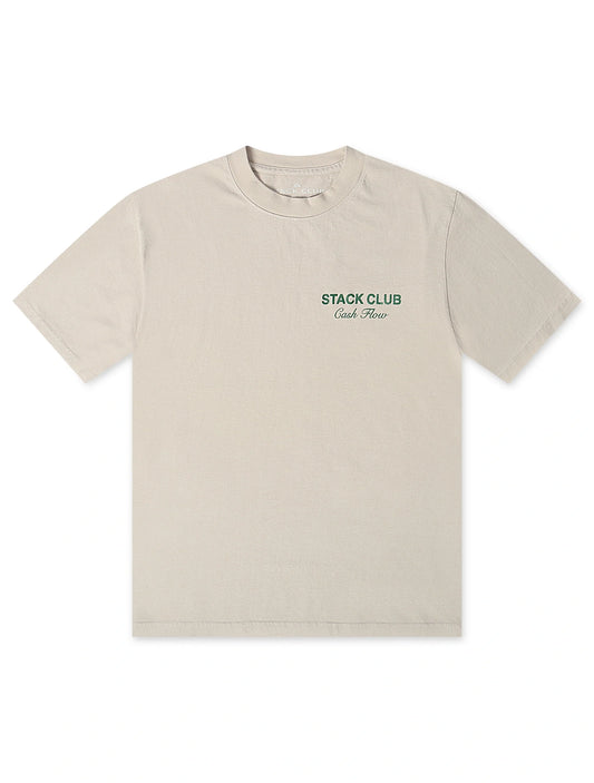 Stack Club Cash Flow Heavyweight Tee - Cream/Green
