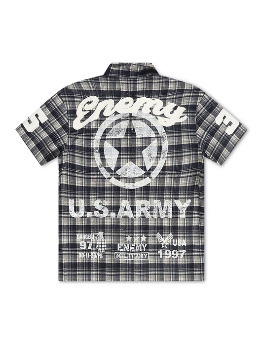 N.M.E NYC No Mercy Flannel Overshirt - Blue