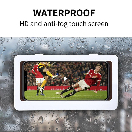 White Phone Holder Waterproof Phone Case Bathroom Shower Phone Holder Stand Box Wall Mounted Shower Case Bracket Full Body Waterproof Shockproof Phone Case Clear Protective Cover Case