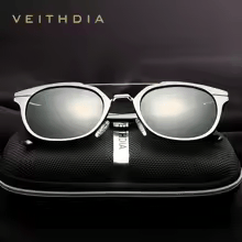 Luxury Elegent Aluminium Magnesium Sunglasses Retro Steampunk Round glasses Polarized Sun glasses for Women and Men With UV400 Protection