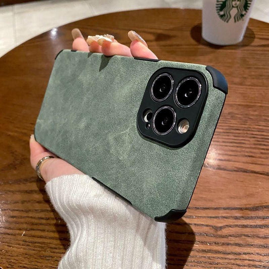 Vintage Green PU Leather Case For iPhone 13 12 11 Pro Max Mini XR XS X 7 8 Plus Luxury Silicon Bumper Shockproof Soft Cover Ultra Thin Slim Leather Case Anti-Scratch Hard Back Cover for iPhone