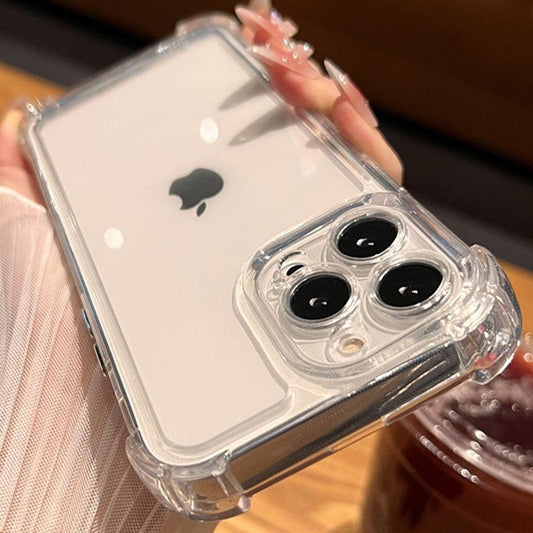 Luxury Shockproof Clear Hard Case For iPhone 14 13 12 11 Pro Max X XR XS 7 8 Plus Soft Silicone Bumper Transparent Cover Drop Protection iphone Protective Case Compatible With iPhone