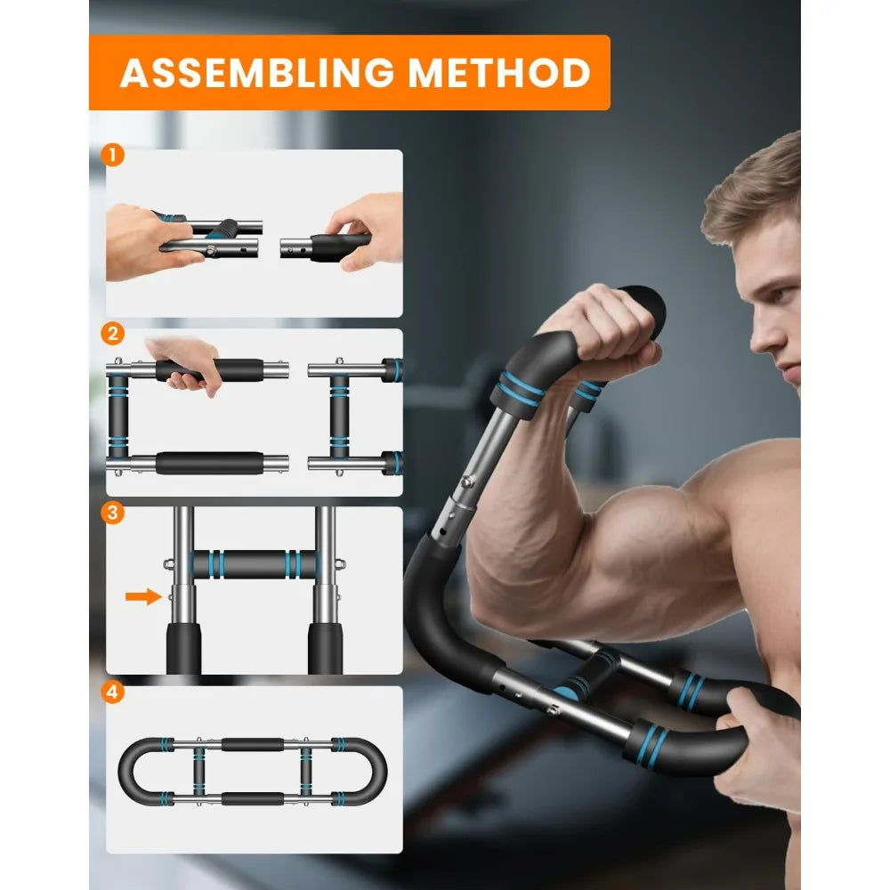 Twister Arm Trainer: 66-110lbs 3-Level Adjustable Chest Expander. Portable Spring Bar for Chest, Shoulder & Biceps. Safe.
