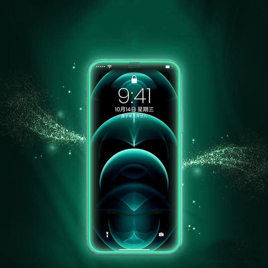 2Pcs Luminous Protective Glass For iPhone 14 13 12 11 Pro Max X XR XS Screen Protector For 7 8 6 Plus SE3 Glowing Tempered Glass Luminous Glowing Tempered Glass Screen Protector for iPhone