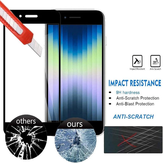 3PCS Full Cover Tempered Glass For iPhone SE 2022 2020 7 8 Plus Screen Protector Black Edge On iPhone SE3 SE2 Protective Glass Anti Fingerprint Film Screen Protector for iPhone