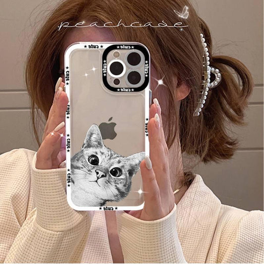 Cute Cat Phone Case for iPhone 11 12 13 Mini Pro Max 14 Pro Max Case shell Blank Printable Phone Case for Soft Rubber Cool Polish Phone Case