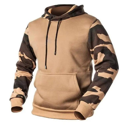 Autumn Men's Military Camouflage Fleece Hoodies Army Tactical Male Winter Camo Hip Hop Pullover Hoody Sweatshirt Men's Pullover Hoodie Blend Fleece Long Sleeve Contrast Color Military Sweatshirt