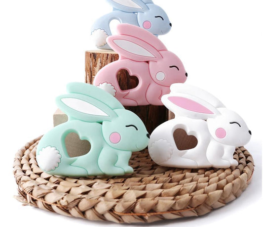 Baby Teether Silicone Rabbit Food Grade Bunny Teether Nursing Teething Accessories Silicone Animal Teether For Kids and Baby