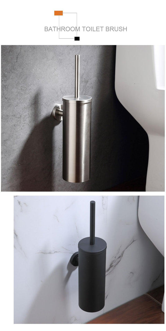Bathroom Toilet Brush Holder Matt Black Stainless Steel Toilet Brush Wall Mounted For Bathroom Storage And Organization Toilet Bowl Brush with Stainless Steel Handle Durable Bristles Deep Cleaning Compact Bathroom Brush Save Space Good Grip