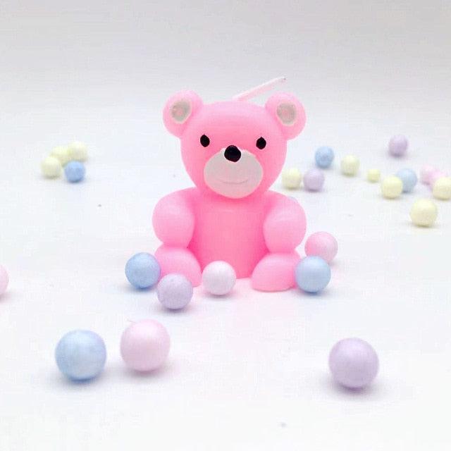 Bear Candle Birthday Cake Props Topper Card Cute Fantasy Cup Dessert Smiley Love Bear Table Dress Up Cake Props Party Cake Decor Supplies Toppers Birthday Cupcake Topper Various Cake Decorations for Birthday Party Photo Prop